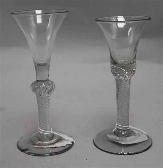 Two airtwist wine glasses, c.1750